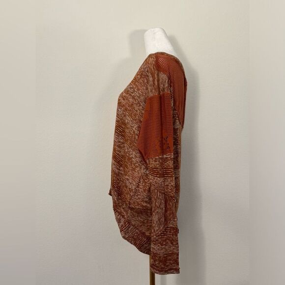 Free People Oversized Rust Orange Sweater with Lace Accents Women’s Size Small - Picture 7 of 13